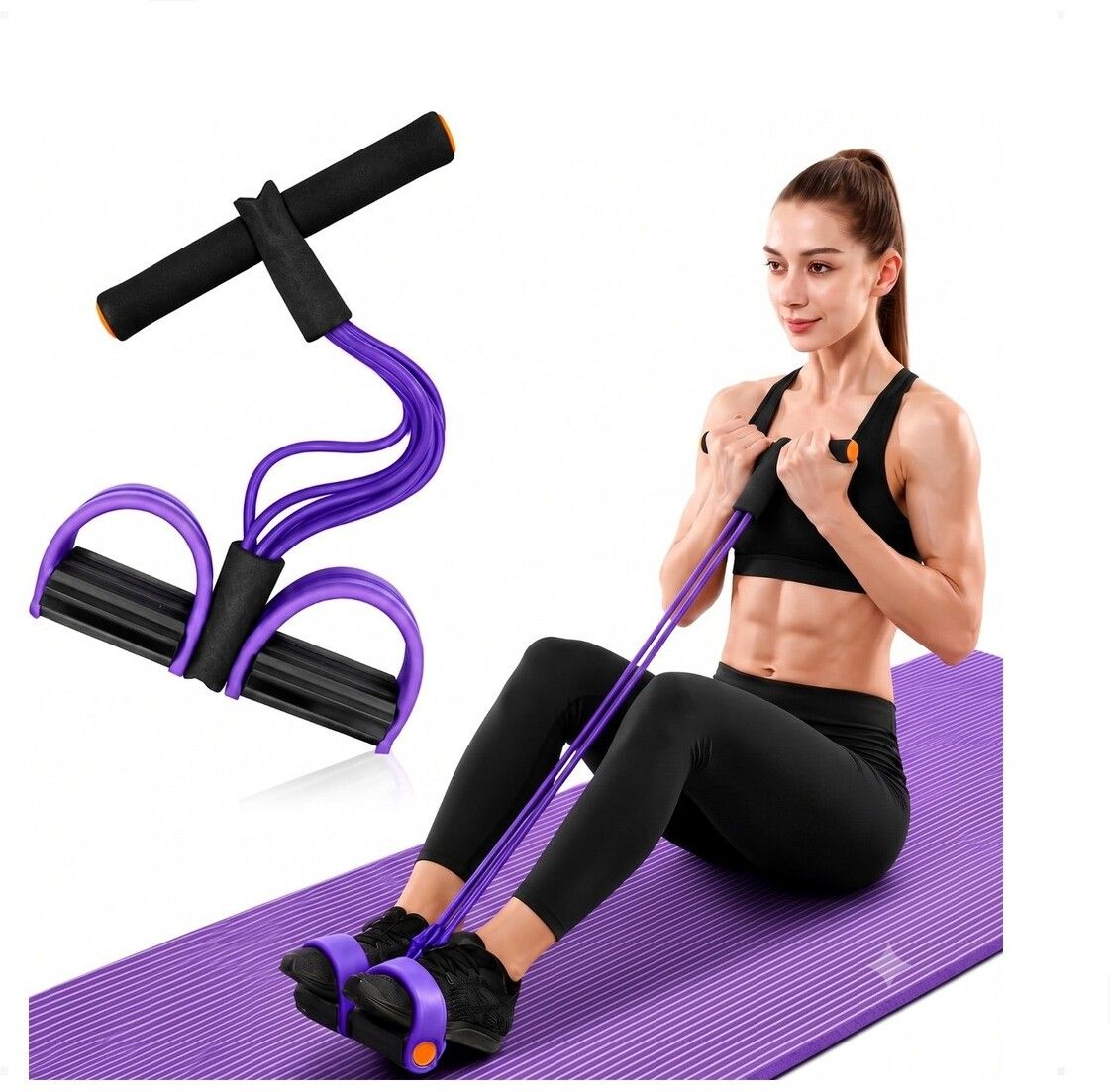 brzone Tummy Trimmer for Unisex | Yoga Pedal Puller Resistance Band | Multicolor Ab Exerciser-picture-30