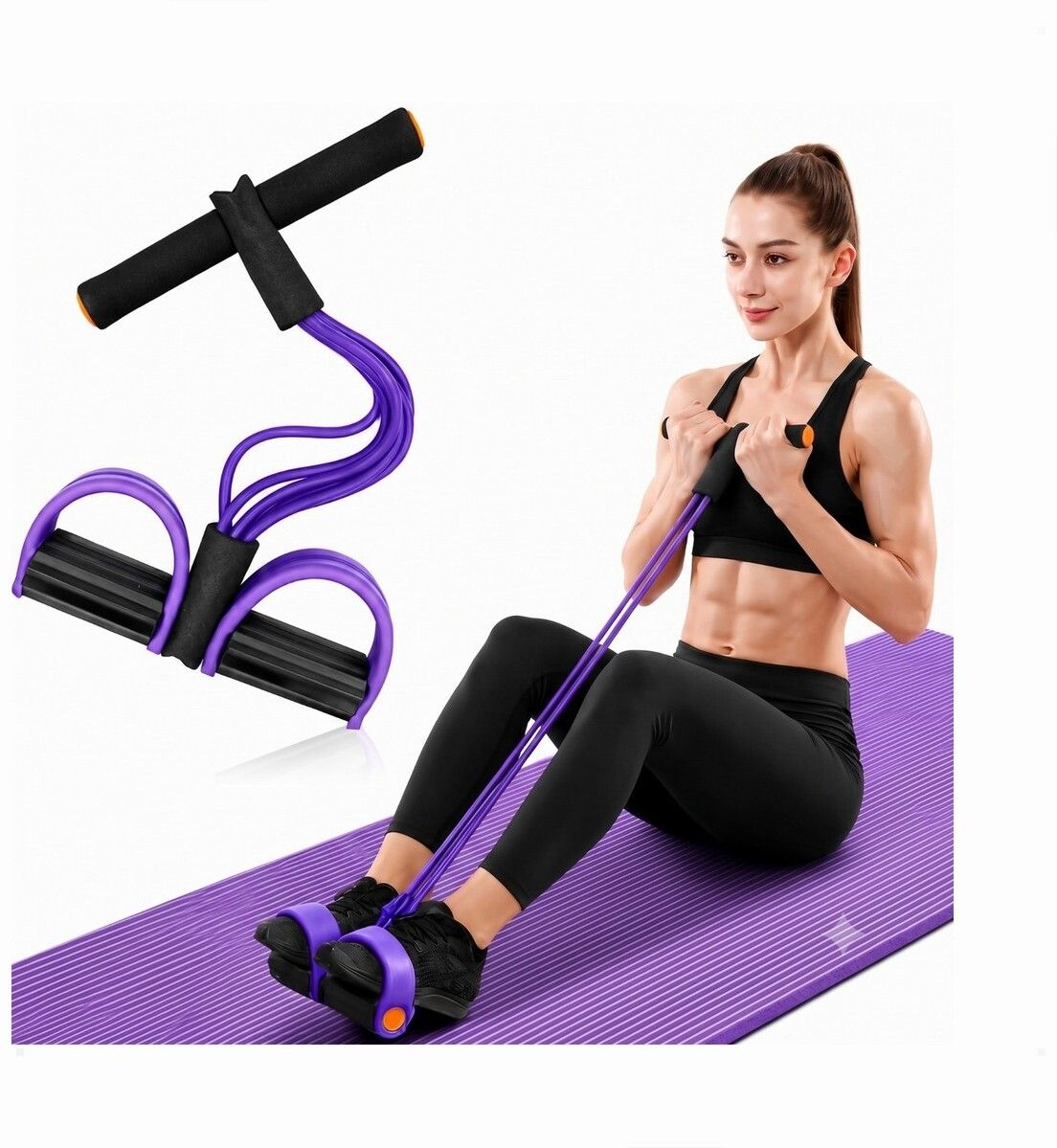 brzone Tummy Trimmer for Unisex | Yoga Pedal Puller Resistance Band | Multicolor Ab Exerciser-picture-31