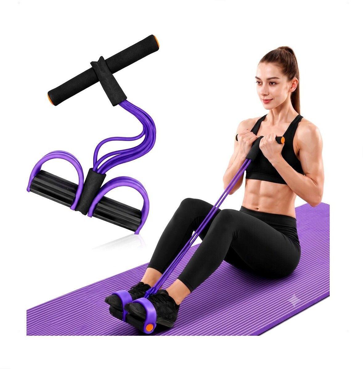 brzone Tummy Trimmer for Unisex | Yoga Pedal Puller Resistance Band | Multicolor Ab Exerciser-picture-45