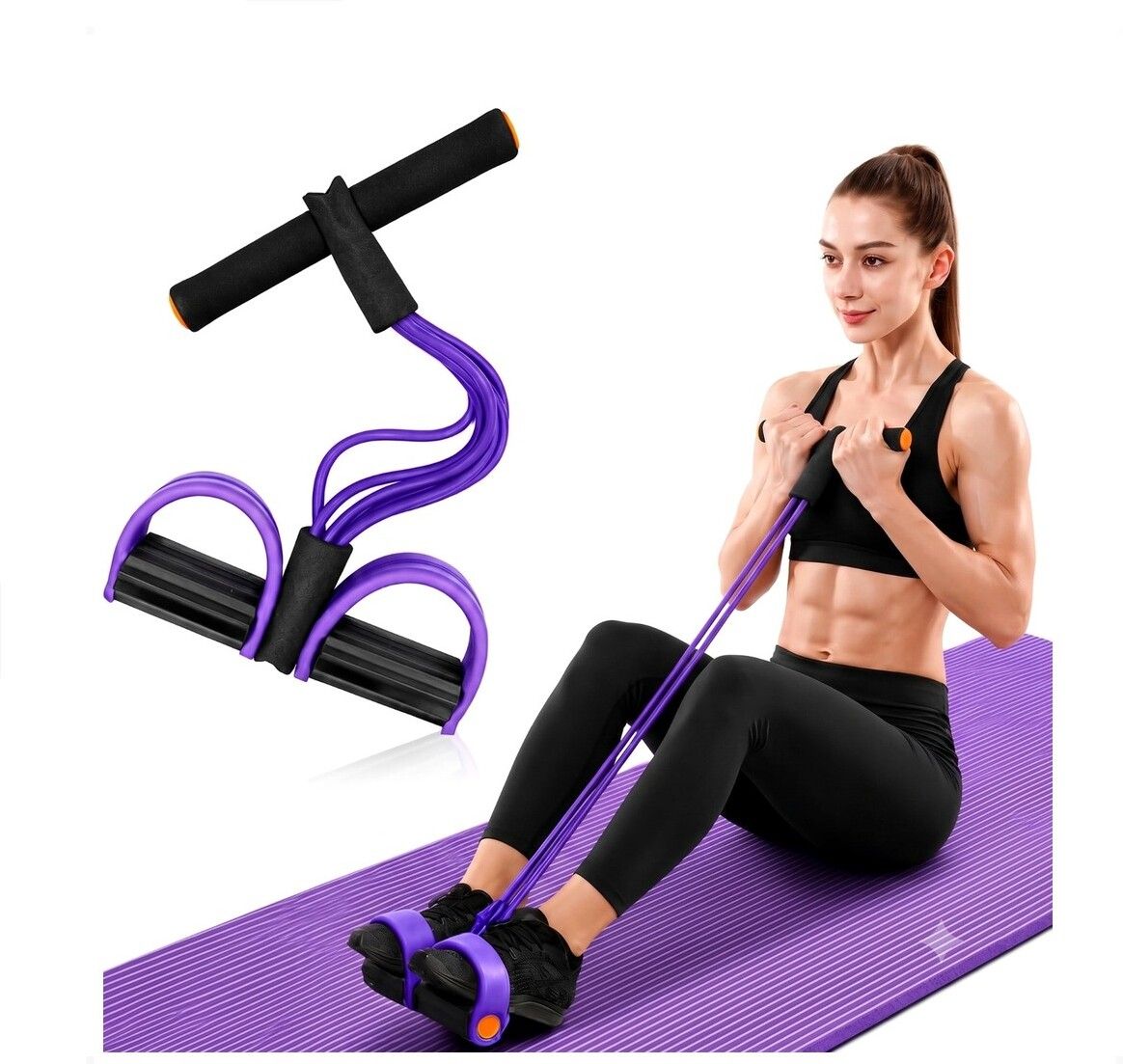 brzone Tummy Trimmer for Unisex | Yoga Pedal Puller Resistance Band | Multicolor Ab Exerciser-picture-12