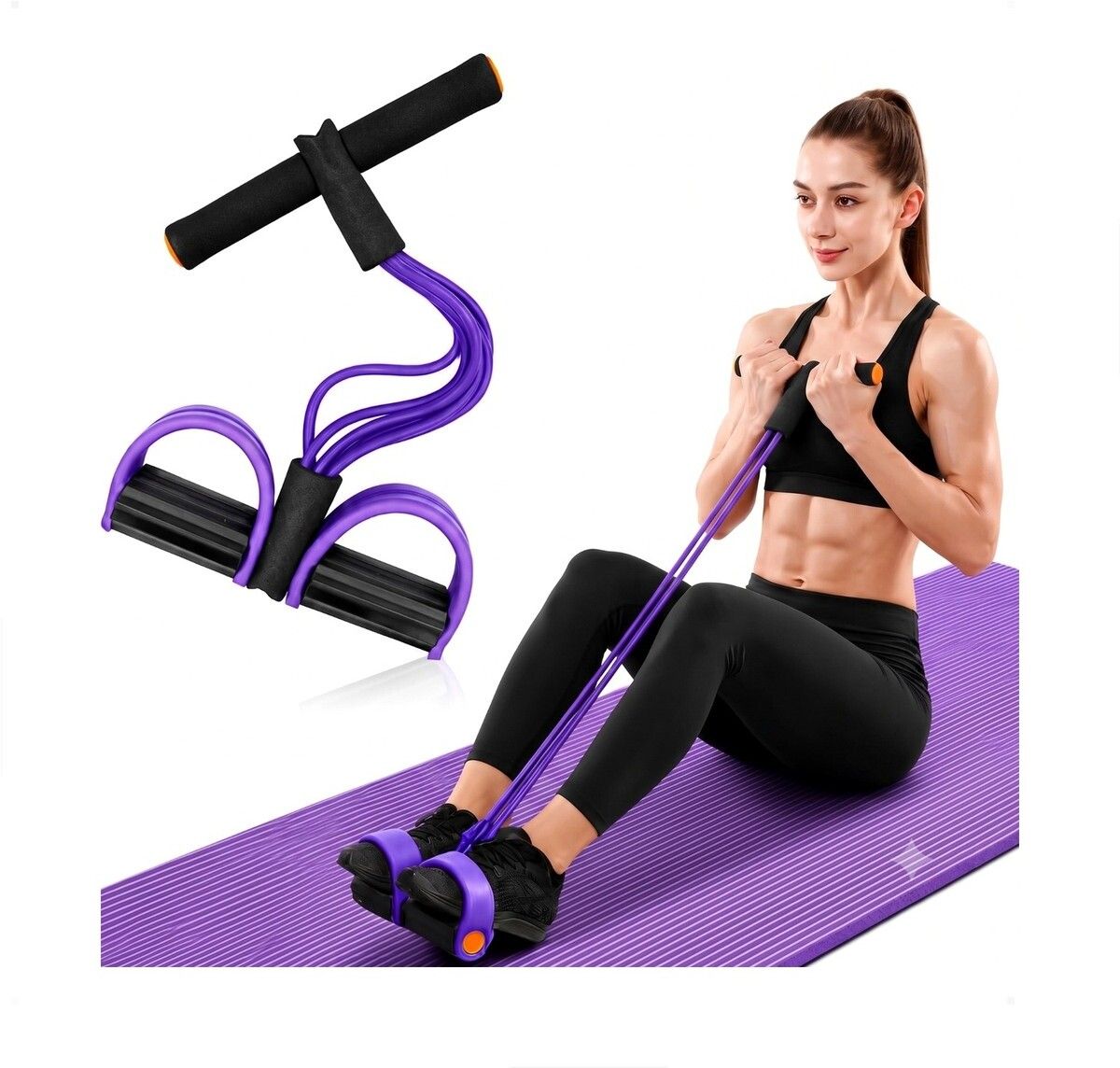 brzone Tummy Trimmer for Unisex | Yoga Pedal Puller Resistance Band | Multicolor Ab Exerciser-picture-33