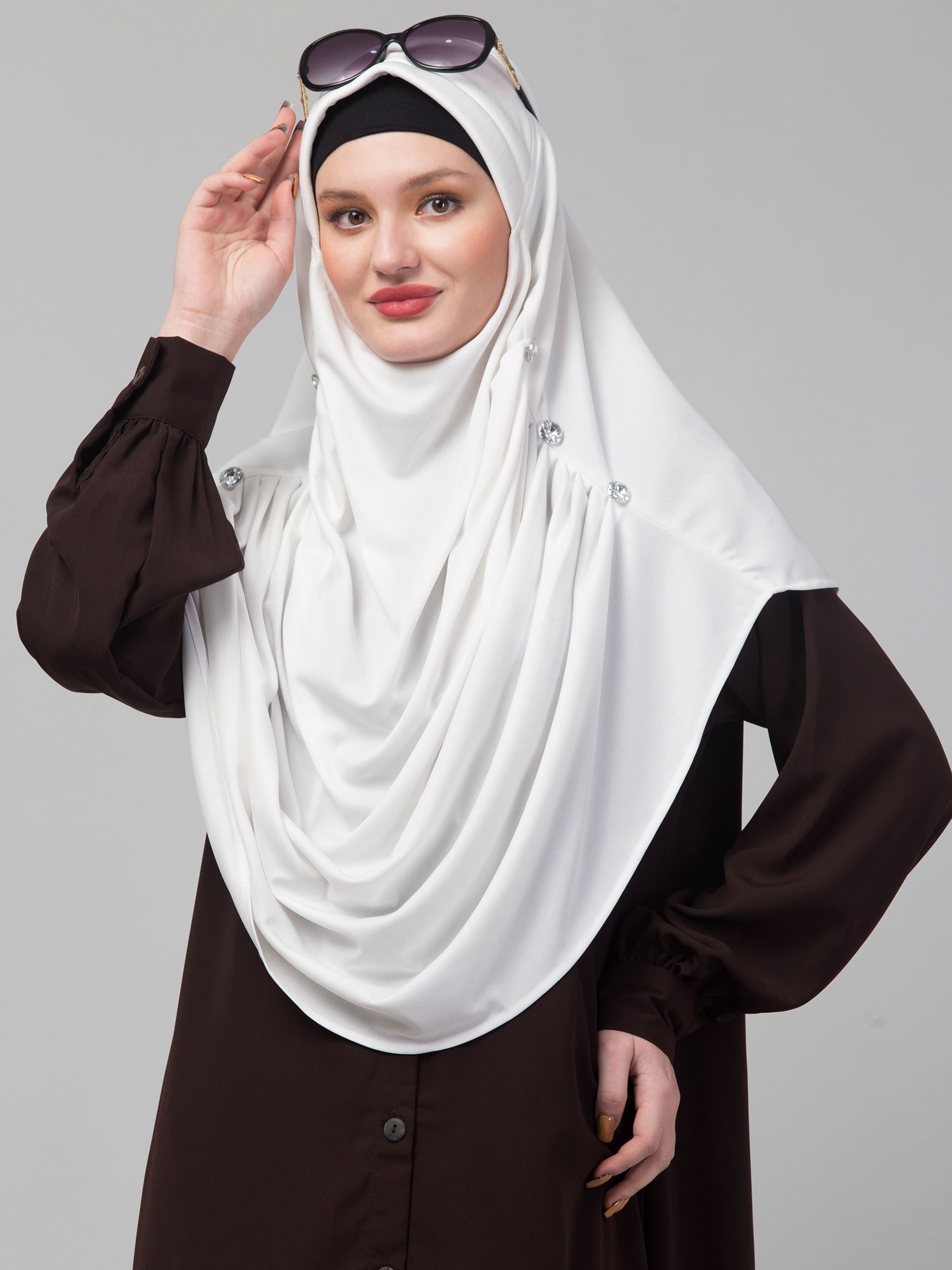Solid Polycotton Women White Fancy Scarf-image-34