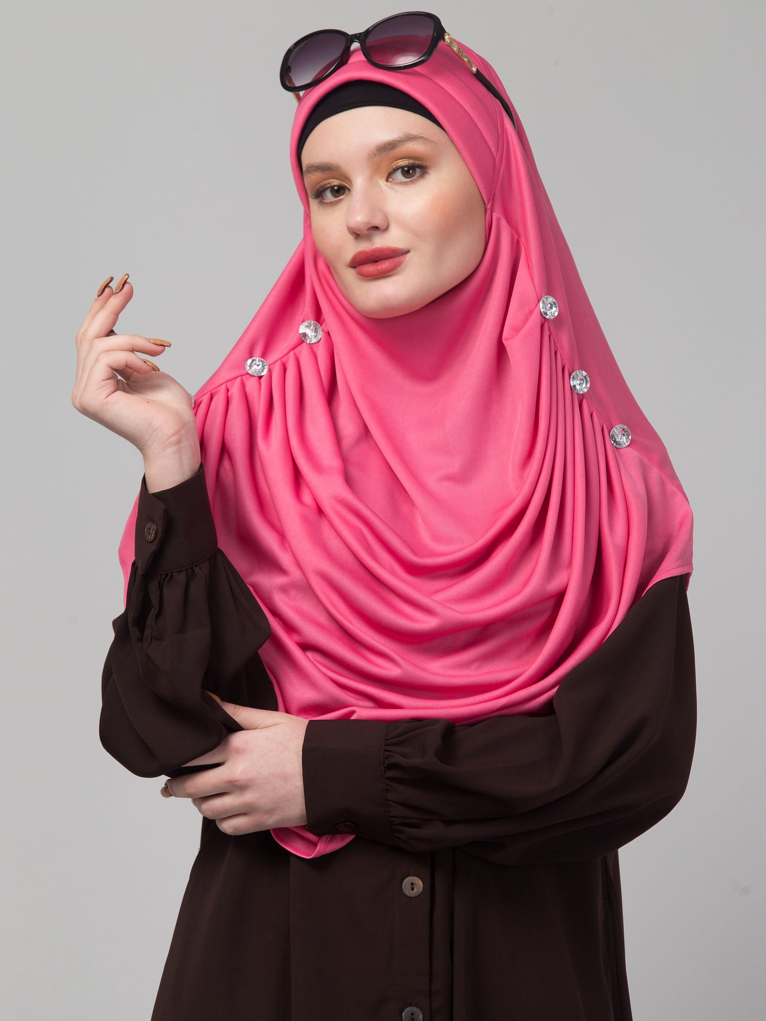 vermello Solid Polycotton Women Pink Fancy Scarf-picture-23