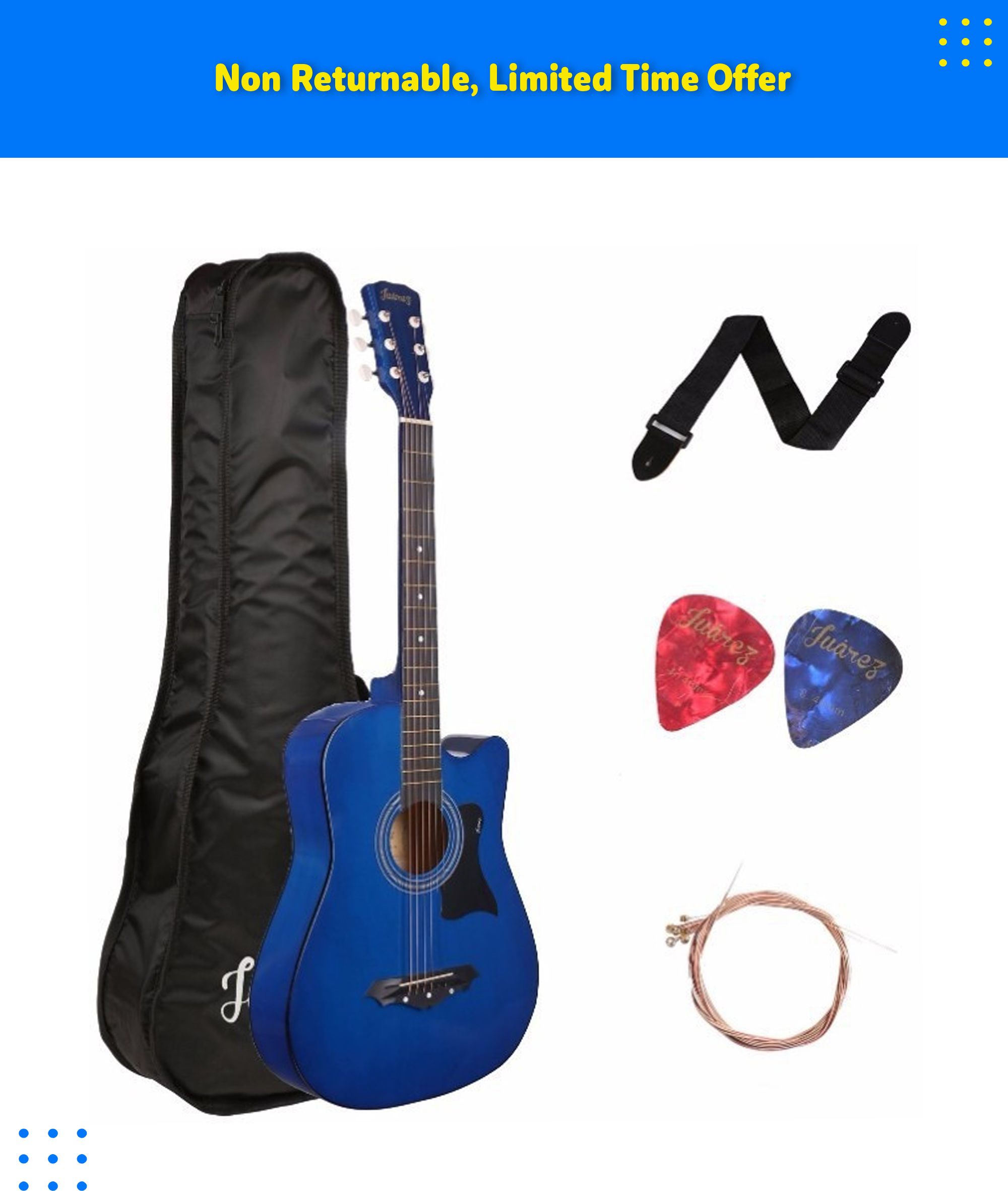 juarez JRZ38C/BLUE Acoustic Guitar Linden Wood Ebony Right Hand Orientation-picture-25