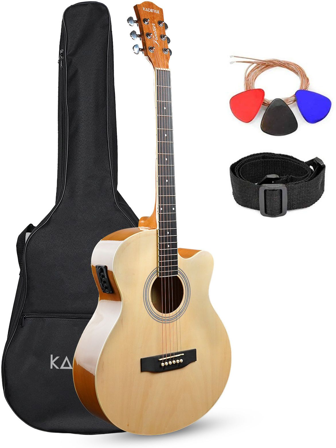 kadence KAD-FNTR-NAT-EQ-C(with Online Classes) Acoustic Guitar Linden Wood Rosewood Right Hand Orientation-picture-4