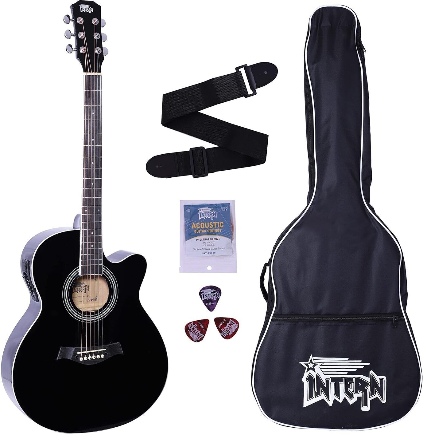 Rosewood Guitar Frontier Series, Electric Acoustic Black Guitar With EQ Acoustic Guitar Rosewood Rosewood Right Hand Orientation-image-42
