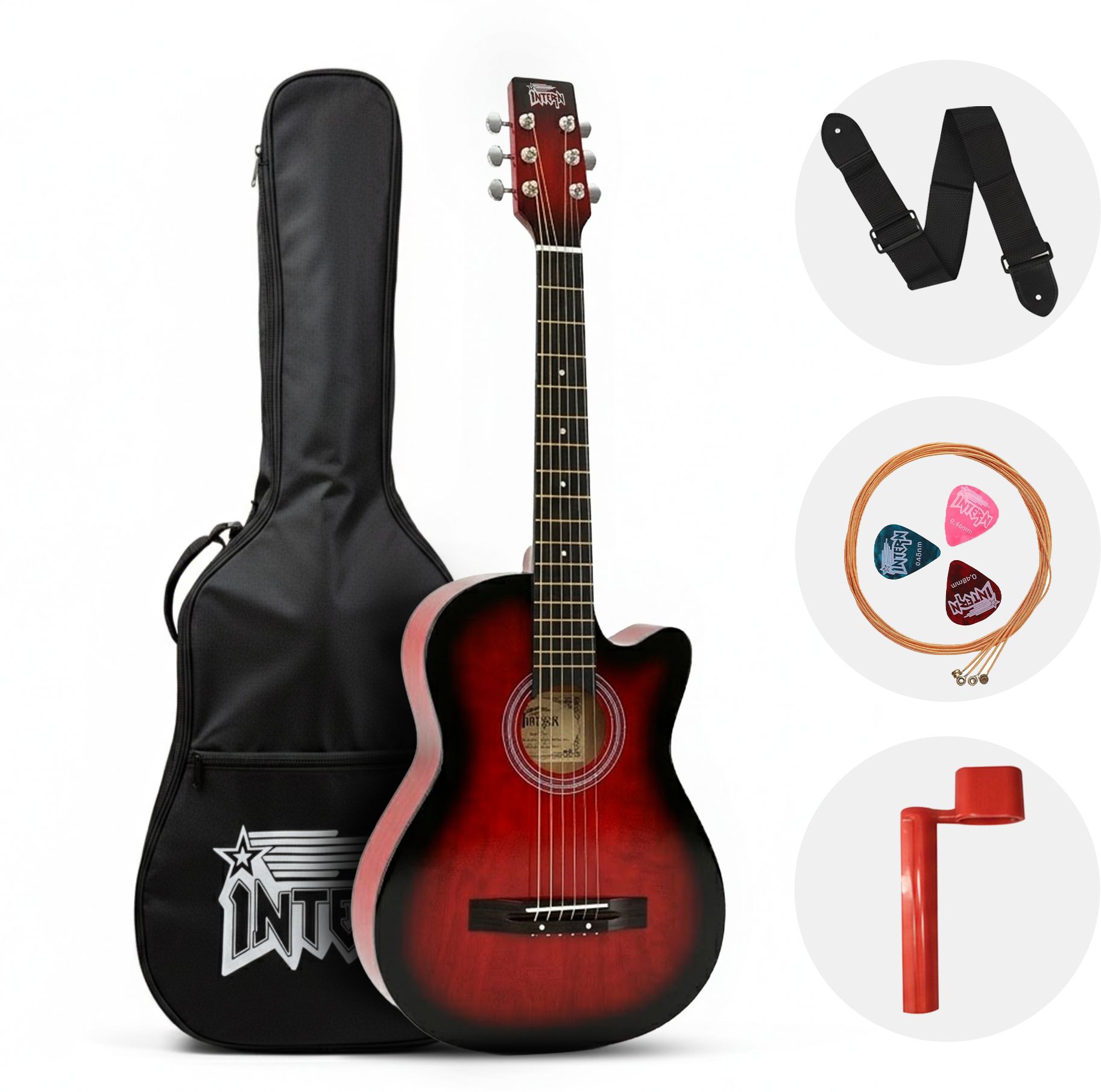 intern Red Acoustic Guitar Rosewood Ebony Right Hand Orientation-picture-22