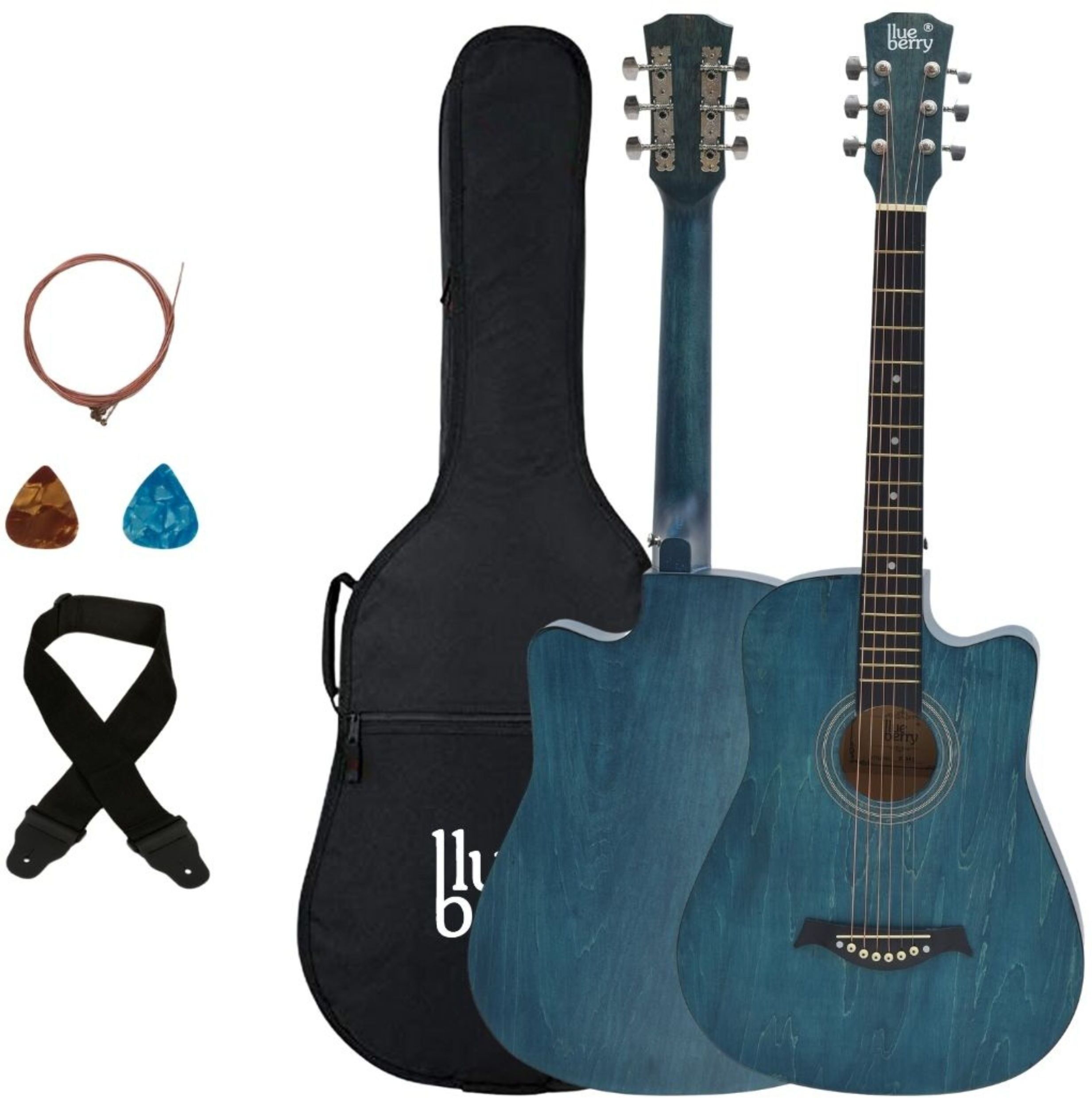 blueberry B-38C Retro Blue, Acoustic Guitar Linden Wood Tech Wood Right Hand Orientation-picture-20