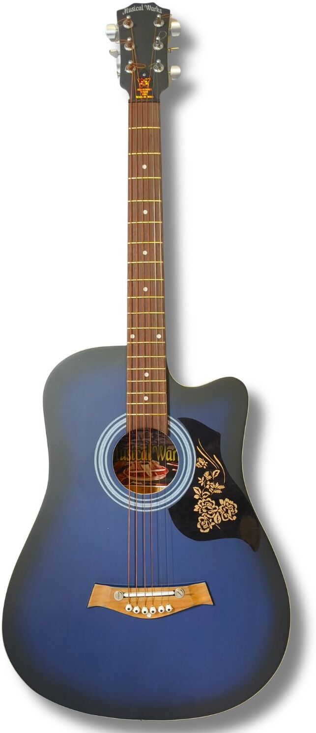 musicalstore Blue Cutaway Acoustic Guitar 6 String Wooden Guitar with Carry Bag for Beginners Acoustic Guitar Tonewood Rosewood Right Hand Orientation-picture-15
