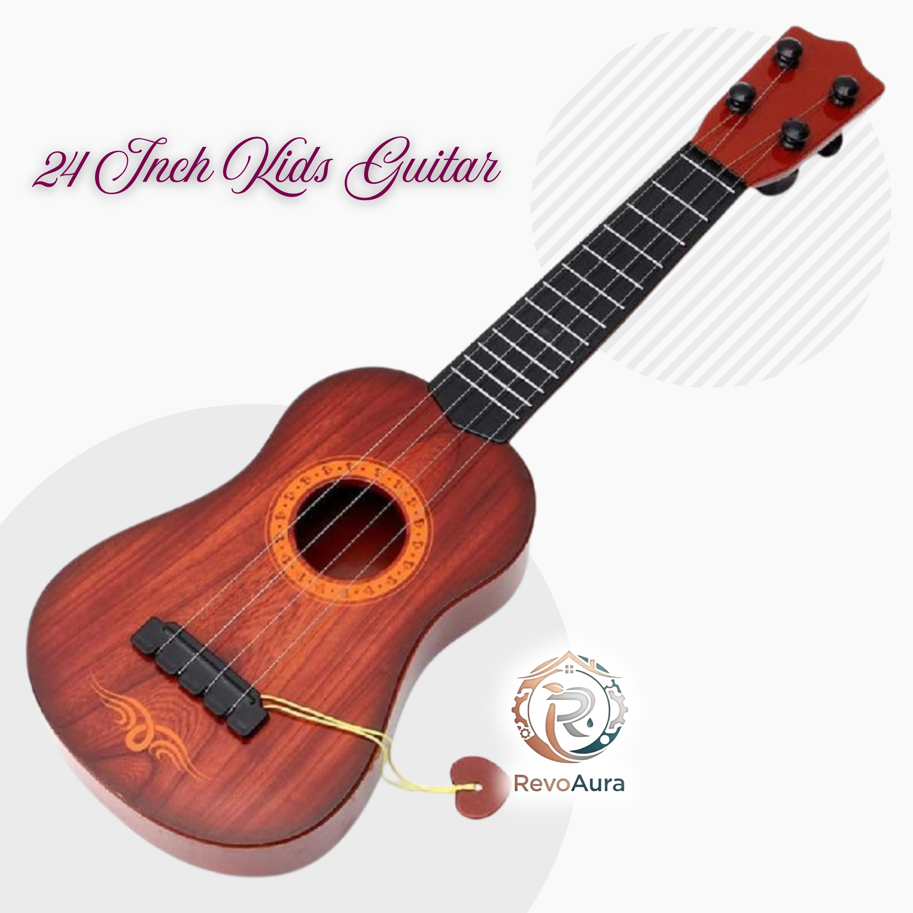 revoaura Junior 24” Acoustic Guitar for Kids | Beginner Friendly Musical Instrument Acoustic Guitar Oak Wood Steel-picture-21