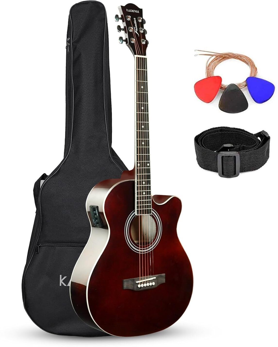 KAD-FNTR-BRN-EQ-N1 Acoustic Guitar Linden Wood Rosewood Right Hand Orientation-image-34
