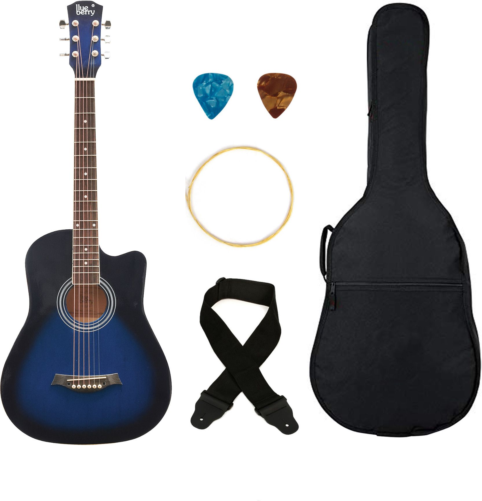 blueberry ,VIP-381, 38Inch TrussRod Acoustic Guitar Basswood Tech Wood Right Hand Orientation-picture-14
