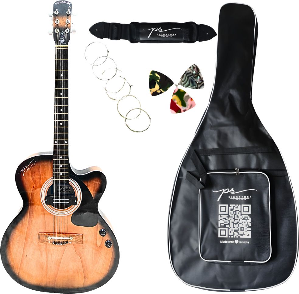 PS Signature 41 Premium Natural Glossy Acoustic Guitar with Volume Tone Adjuster Acoustic Guitar Linden Wood Rosewood Right Hand Orientation-image-46