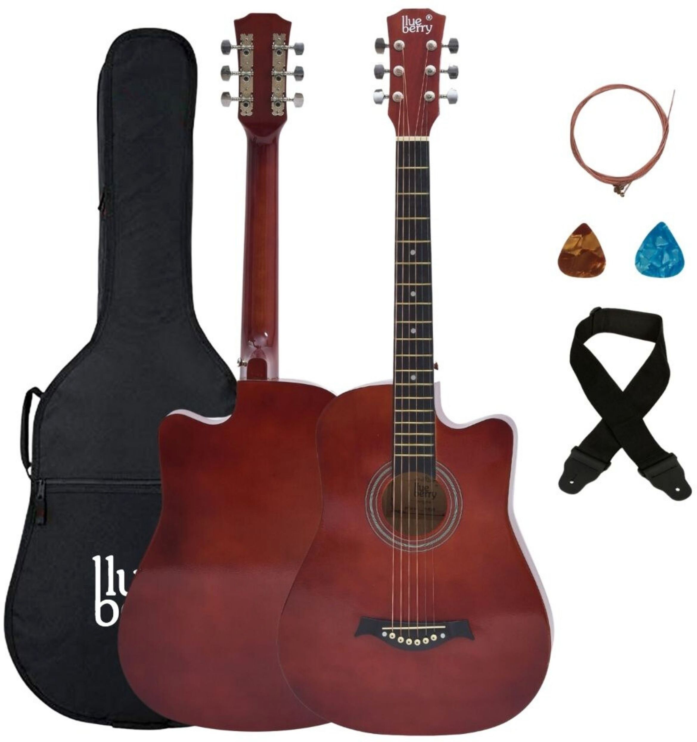 blueberry B-D38-BROWN 38Inch Inbuilt TrussRod Acoustic Guitar Linden Wood Plastic Right Hand Orientation-picture-23
