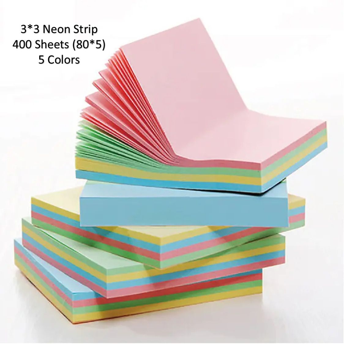 Sticky Notes 3x3 Inch Post It Note Pad 5 Colors Notepaper- 400 Sheets 400 Sheets Regular, 5 Colors-image-0