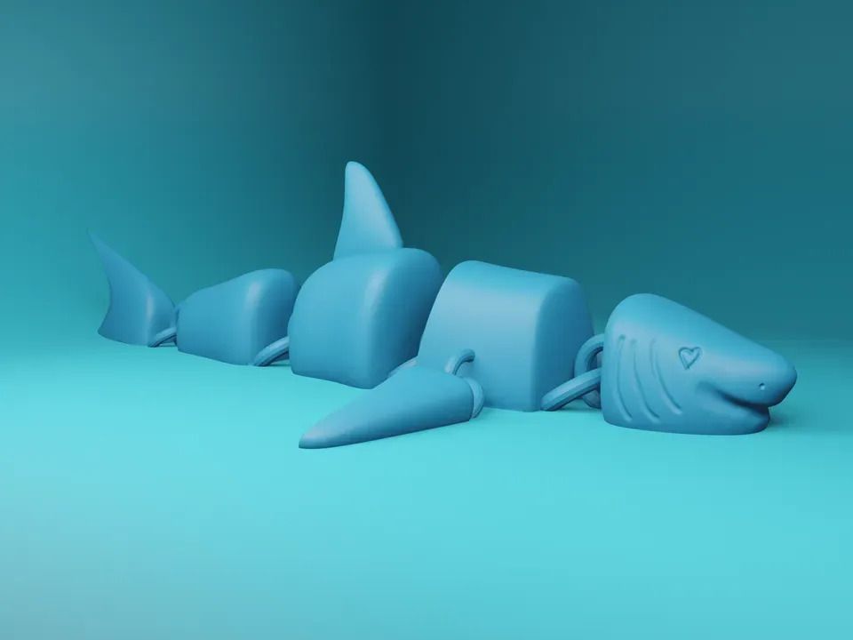 Articulated Flexi Blue Shark 3D Printed Moving Joint Toy And Fidget Showpiece-image-6