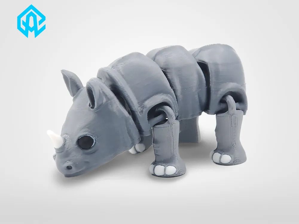 3dridalstudio Articulated Flexi Grey Rhinoceros 3D Printed Moving Joint Toy-picture-30