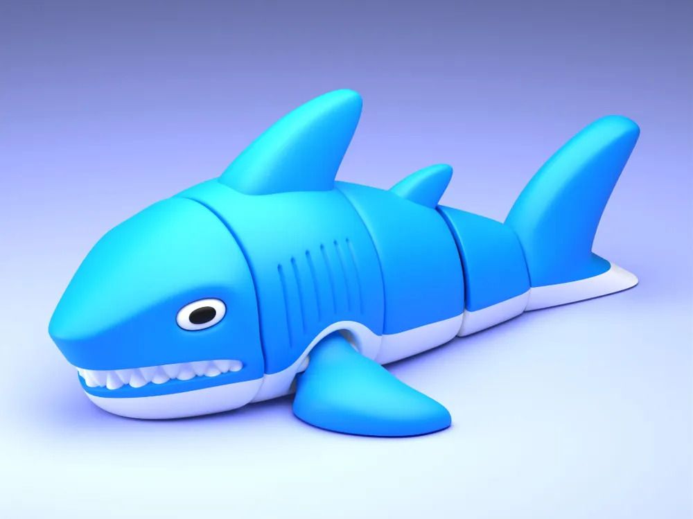 3dridalstudio Articulated Flexi Cute Blue Shark 3D Printed Moving Joint Toy-picture-41