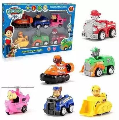 Pup Buddies Dogs Racer Pups Rescue Team Figure Set of 6 Pieces with Vehicles-image-36