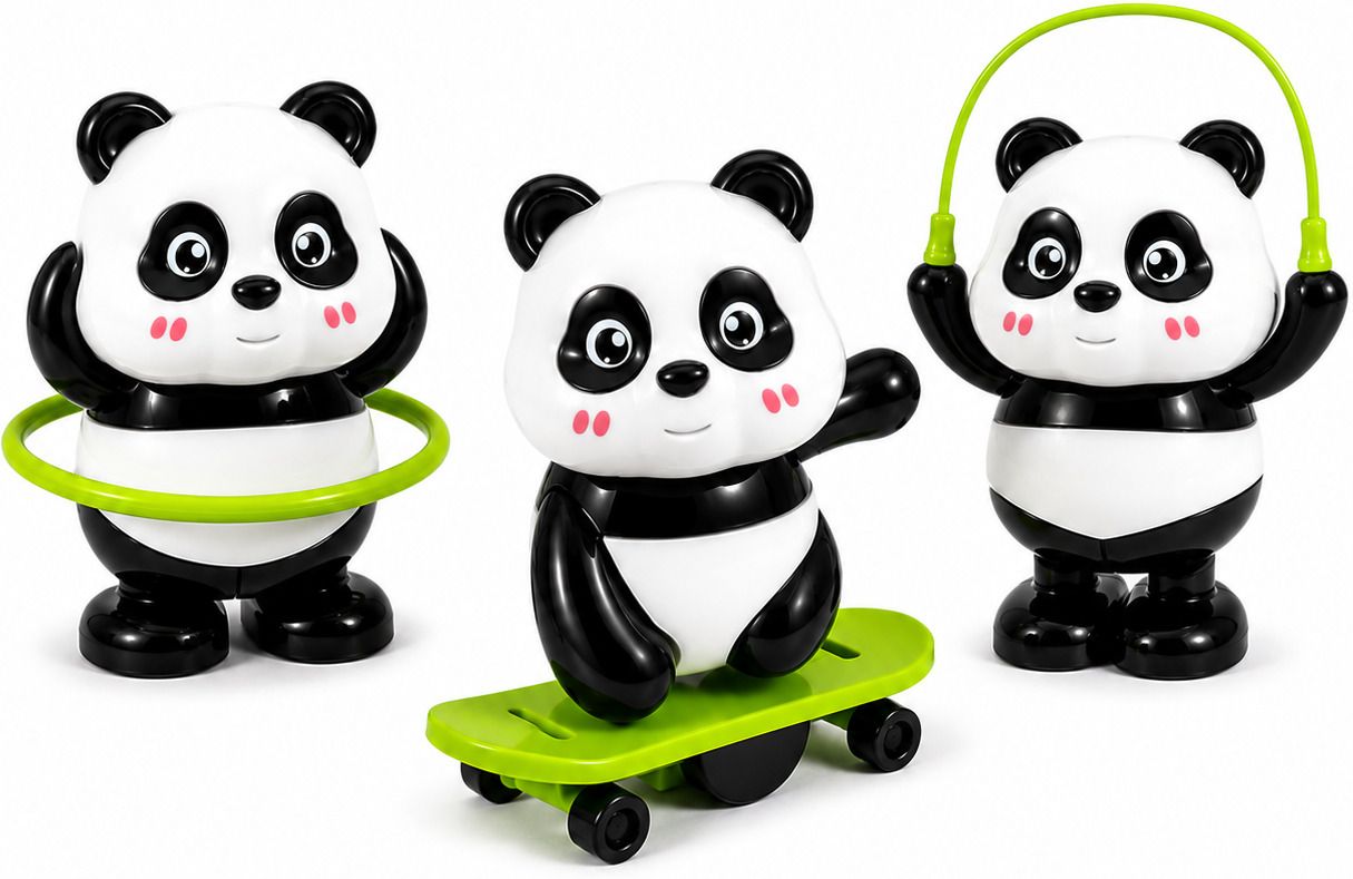 Cute Panda Action Toys Set for Kids (3 PCS) Wind-Up Skating, Spinning,Jump Rope-image-27