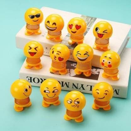PREMIUM BEST BUY Smiley Spring Doll, Cute Emoji Bobble Head Dolls (Pack of 12)-image-20