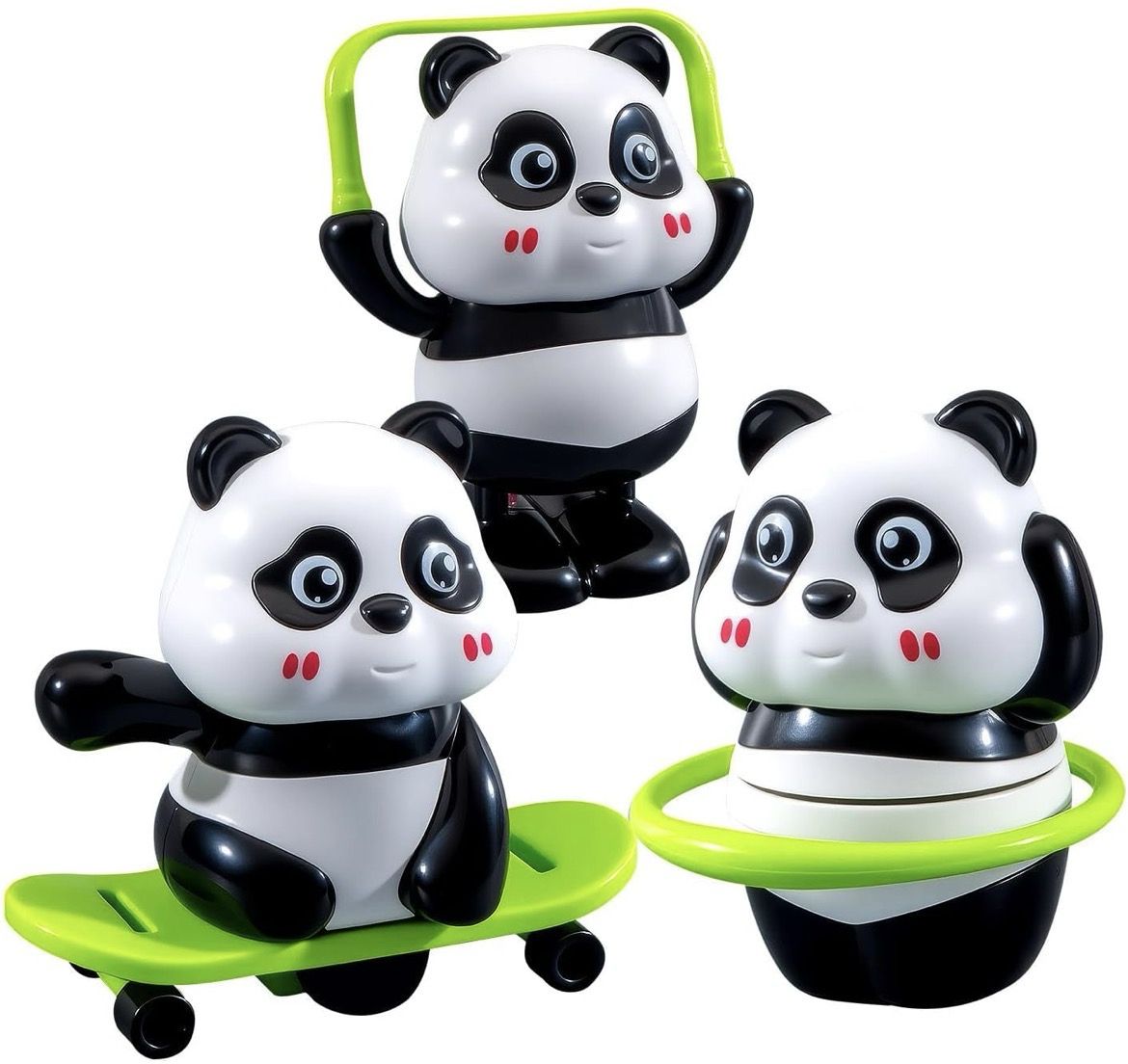 Cute Panda Sports Toy Set of 3 - Skateboard,Jump Rope & Hula Hoop Action Figures-image-49