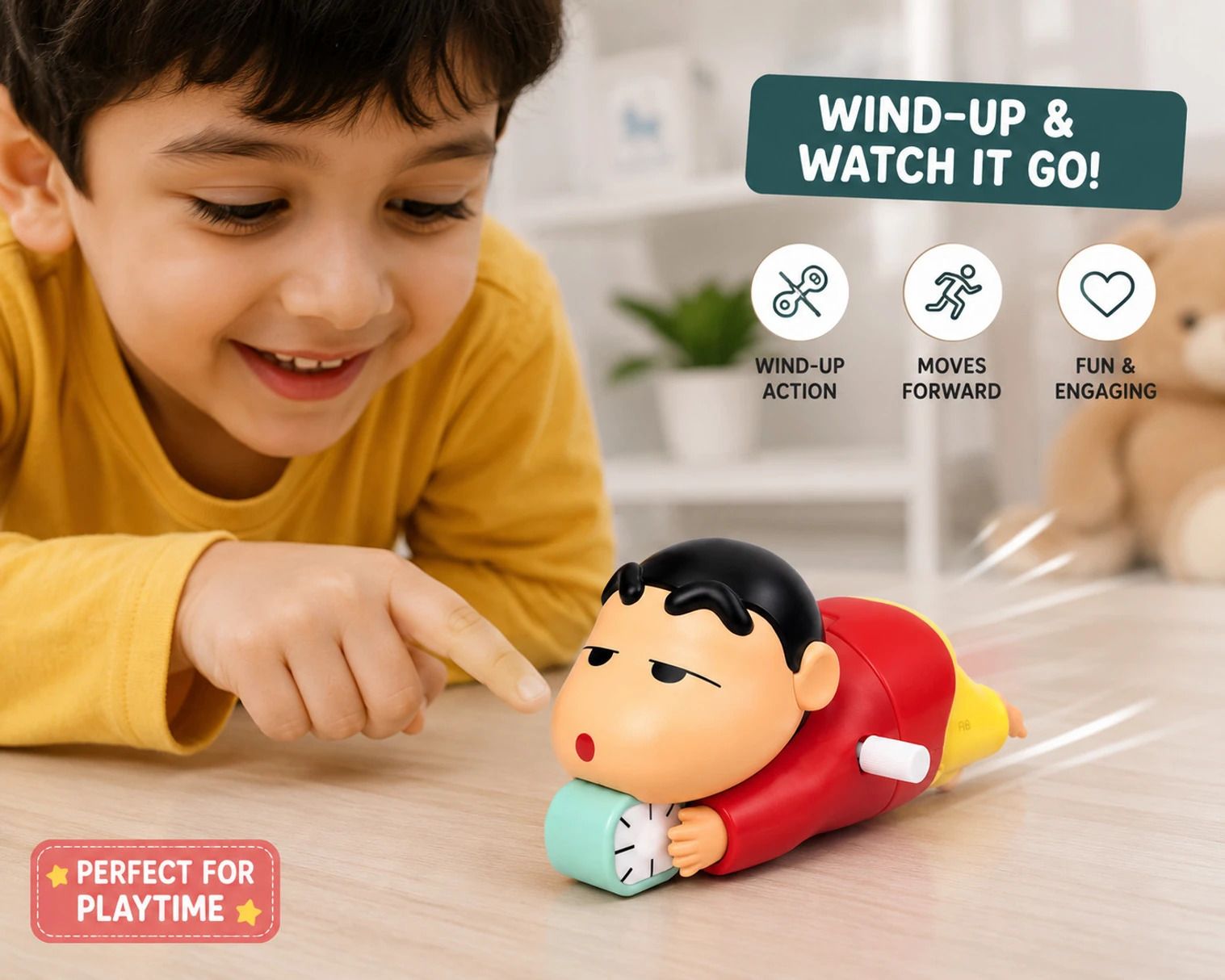 iris grape ® Shinchan Crawling Action Toy | Clock Holding Cartoon Toy | Educational Fun-picture-47