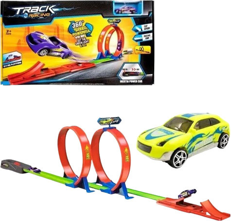 prancing unicorn Track with Car Toy Set for Kids & Launcher Make 360 Degree Spin Way(Double Loop) image 1