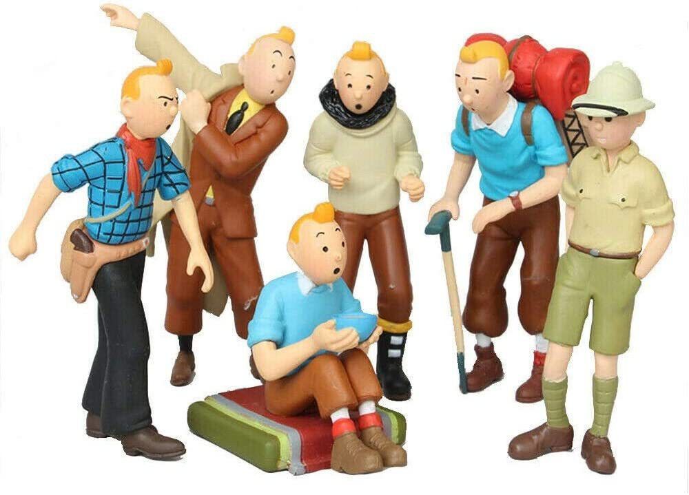 Set of 6 The Adventures of Tintin Figures 10cm Toy Car Dashboard Study Table Toy-image-10