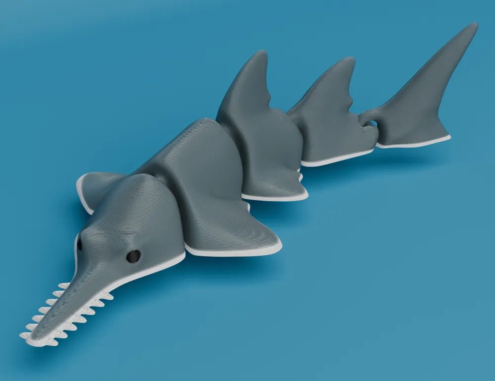 3dridalstudio Articulated Flexi Grey Sawfish 3D Printed Moving Joint Toy-picture-21