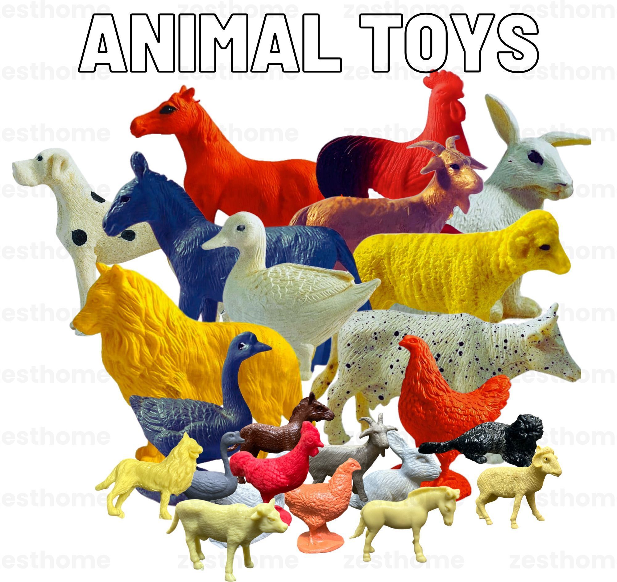 navrangi 24 Animal Figures for Kids – Mix of Big & Mini Size Farm and Domestic Animals-picture-34