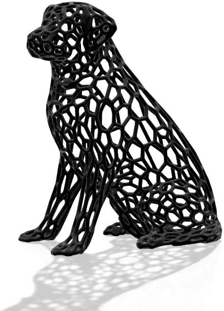3dridalstudio Product Title: Voronoi Geometric Sitting Black Dog 3D Printed Sculpture-picture-38