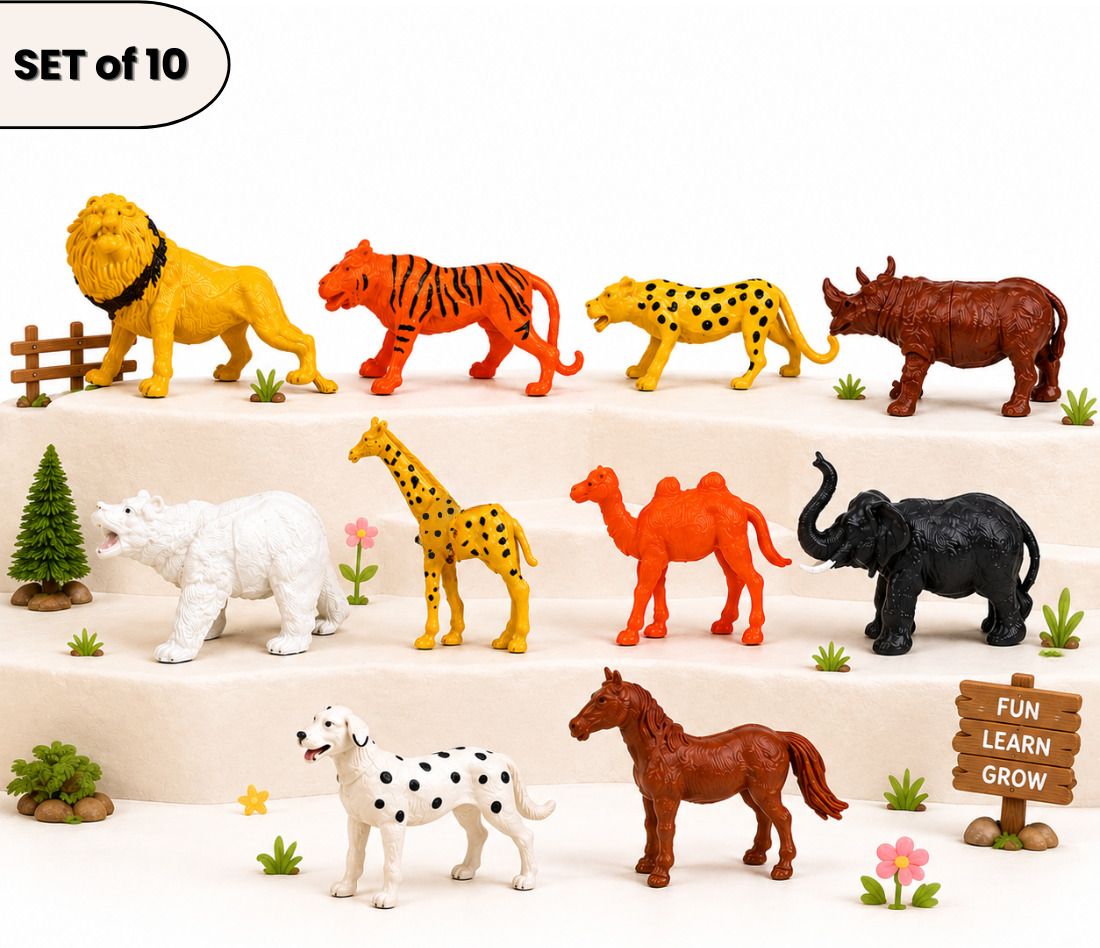 hanal Wild Animal Toy Set of 10 for Kids | Educational Jungle Toys for Kids-picture-30