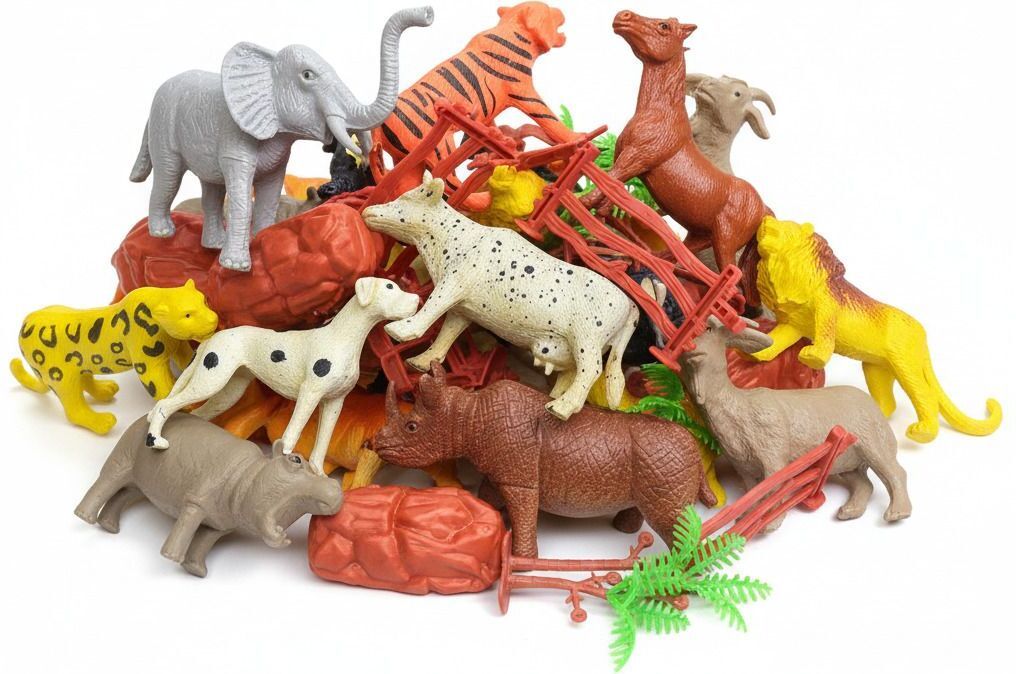 navrangi 17 Pcs Jungle Safari Realistic Zoo Animal Toy Figure Playing Set for Kids-picture-2