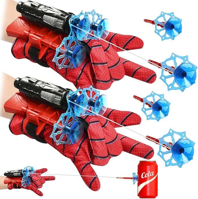 2Pcs Spider Web Shooter for Kids Launcher Plastic Cosplay Glove Hero Wrist Toy-image-1