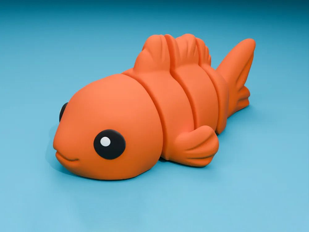 3dridalstudio Articulated Flexi Orange Fish 3D Printed Moving Joint Toy-picture-42