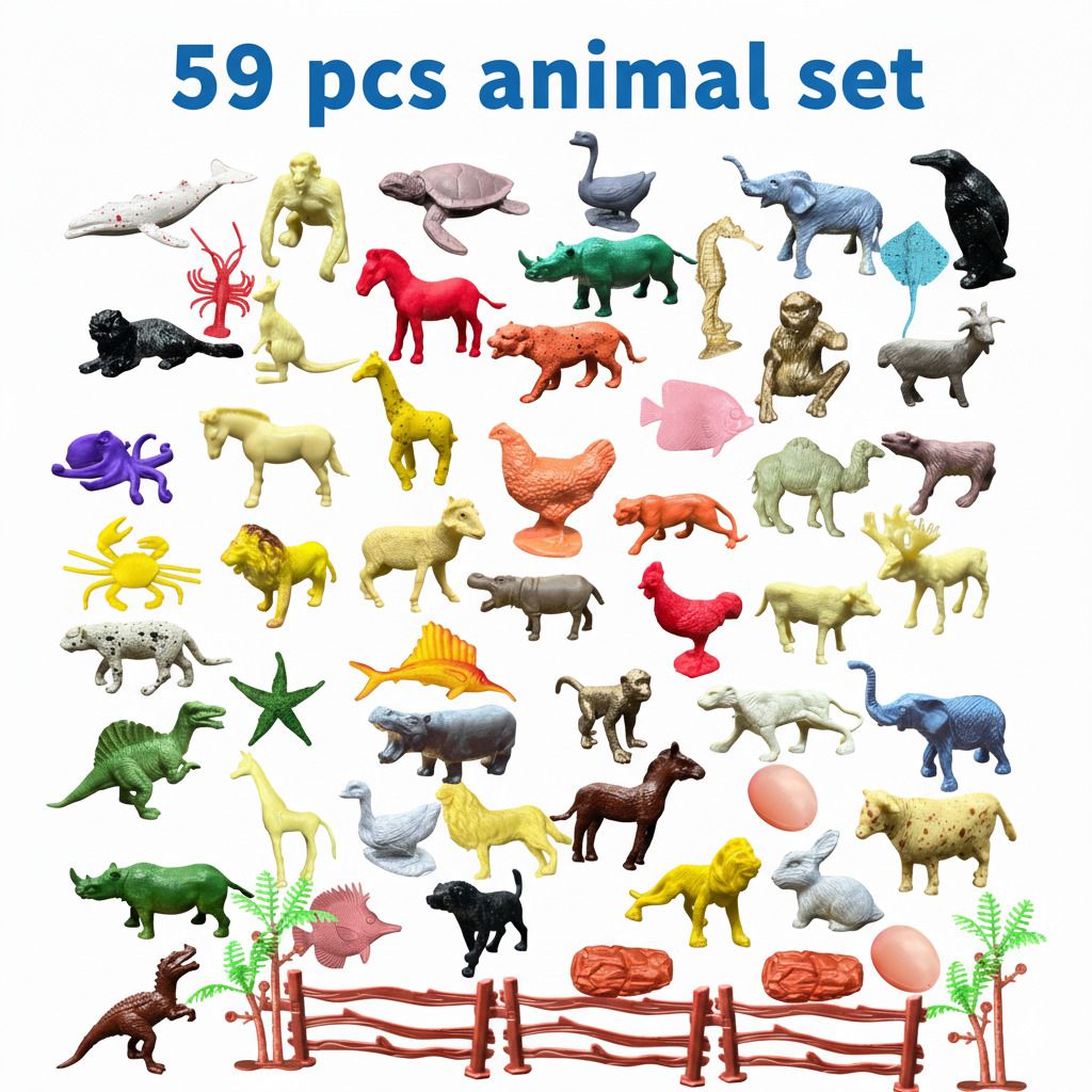 zesthome 59 Pcs Small Animal Toys for Kids with Farm, Wild, Birds, Dinosaurs, Sea Animals-picture-25