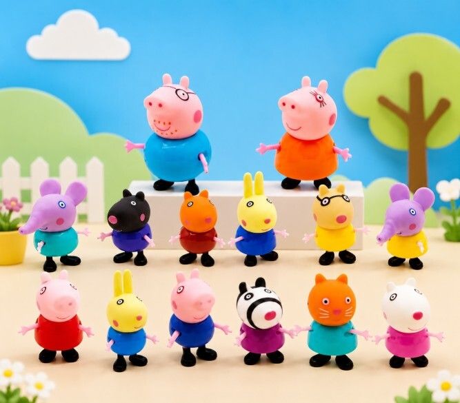 niyamat 14 Pcs Cartoon Family Figurine Toy Set for Kids Pretend Play and Collection-picture-22
