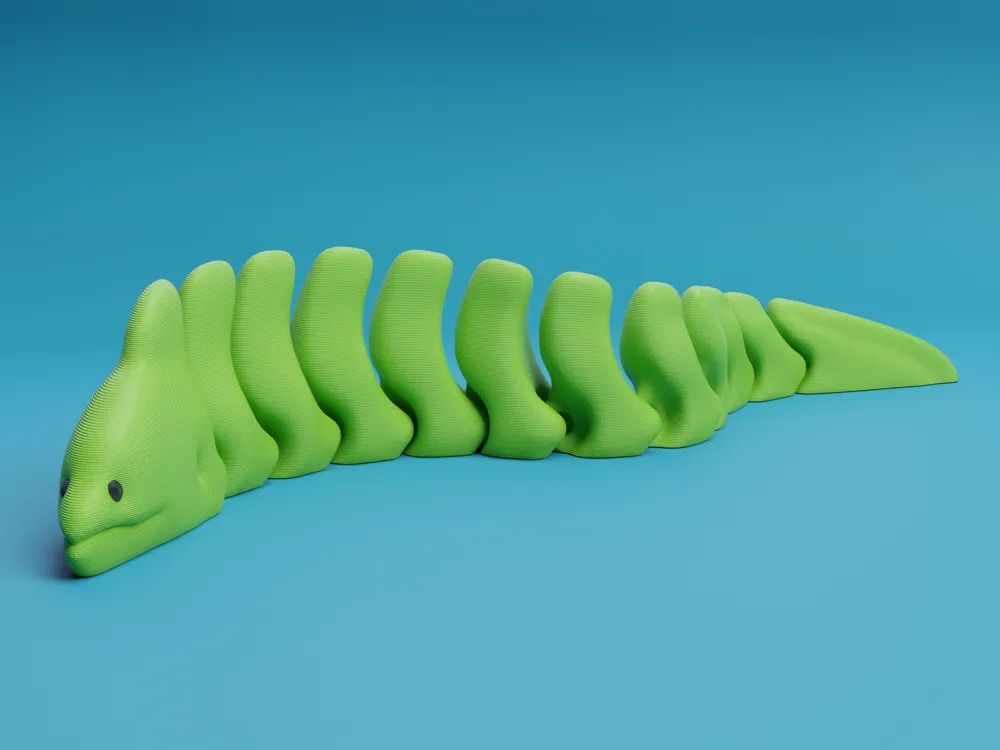 3dridalstudio Articulated Flexi Green Eel 3D Printed Moving Joint Toy And Fidget Showpiece-picture-19