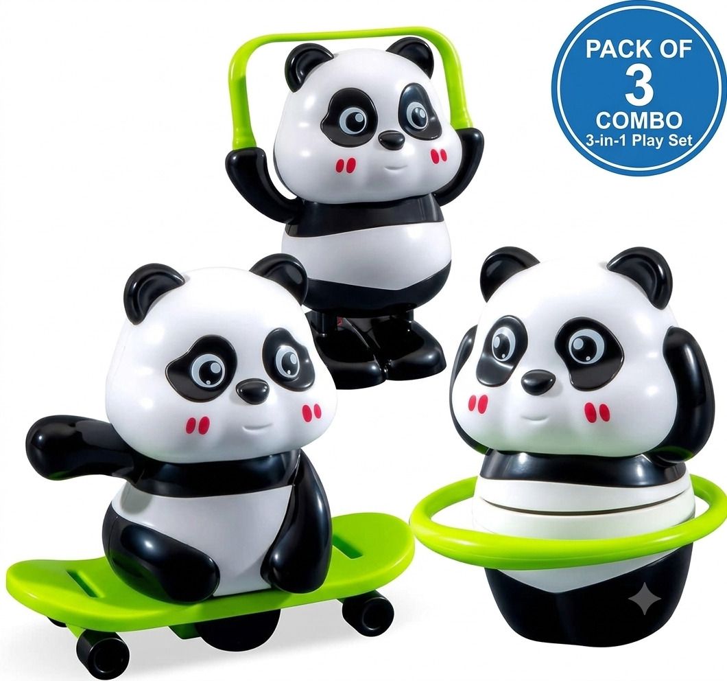 3 in 1 Panda Stunt Toy for Kids | Skateboard, Hula Hoop & Jump Rope Panda Toy-image-20