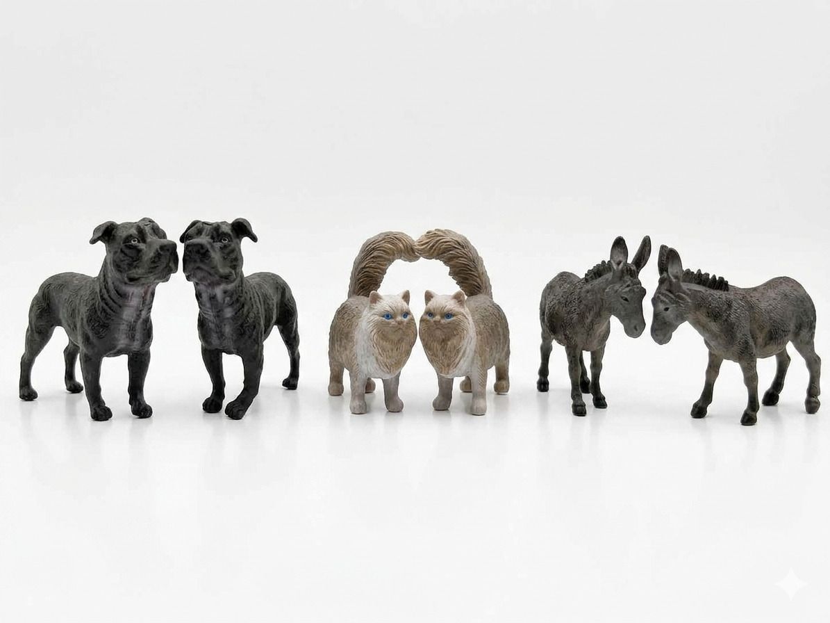 nexkidz Animal Realistic Figure Pack Of Six (2Dogs, 2 Cats, 2 Donkey)-picture-44