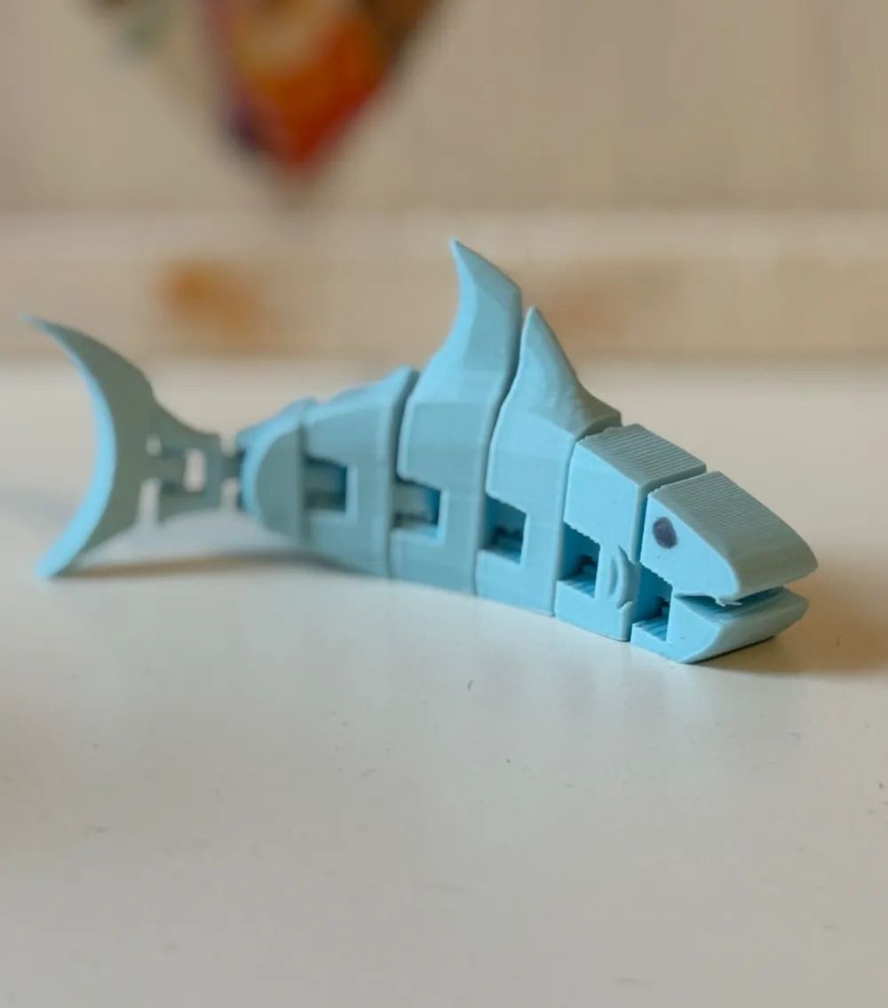 Articulated Flexi Light Blue Shark 3D Printed Moving Joint Toy-image-36