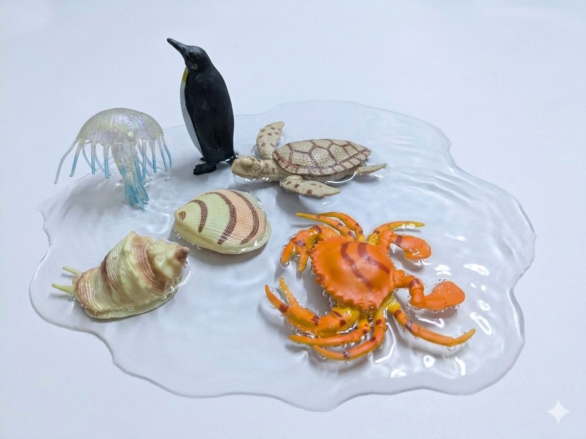 Aquatic Animal Figure 6( Turtle, Crap, Snail, Clam, Star Fish and Penguin)-image-46