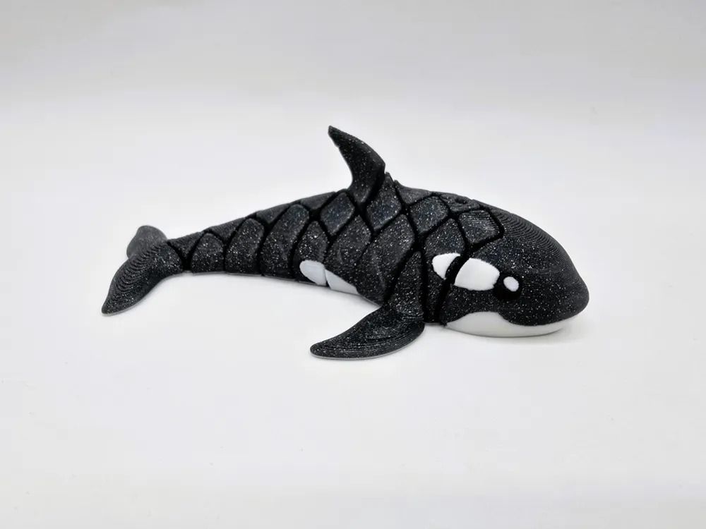 3dridalstudio Articulated Flexi Glitter Orca Whale 3D Printed Moving Joint Toy-picture-12