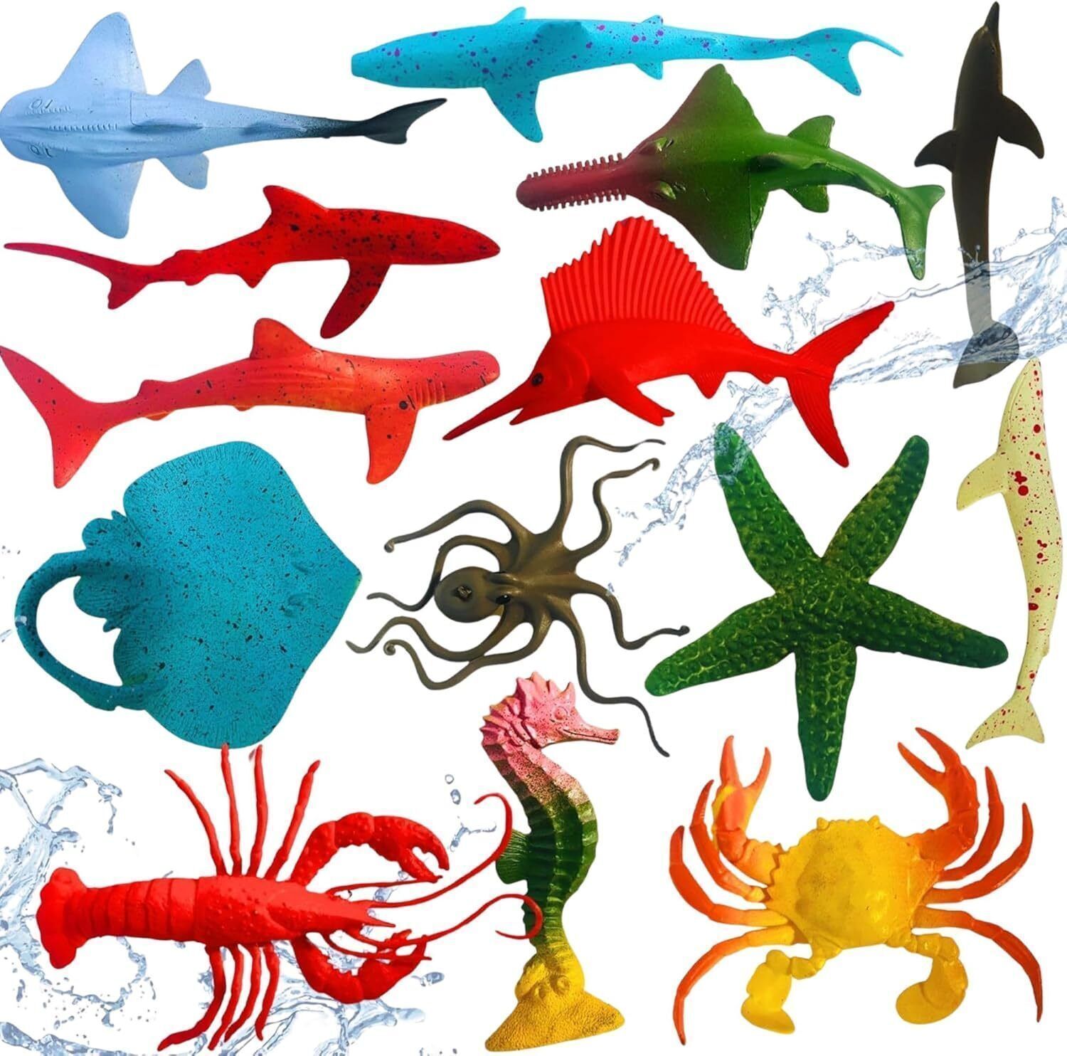 navrangi Realistic Underwater Animals Action Figures Toy Playset of 16 PCs for Kid-picture-4