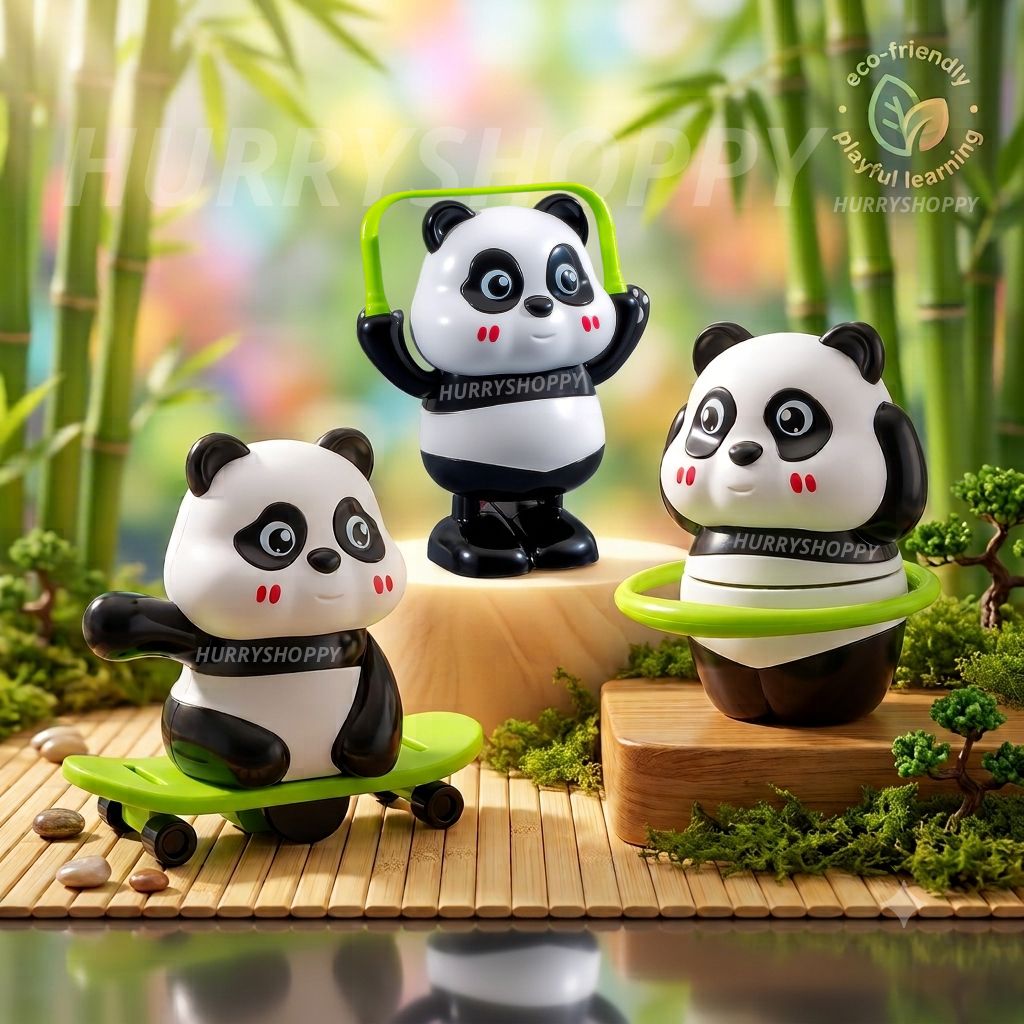 hurryshoppy Cute Panda Action Toy Set for Kids Play Figures Skateboard, Hula Hoop Jump Rope-picture-15