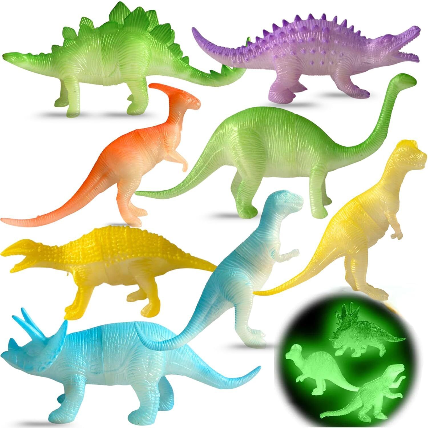8 PCs Realistic Dinosaurs Toys | Night Glowing Forest Dino Action Figures Toy-image-3