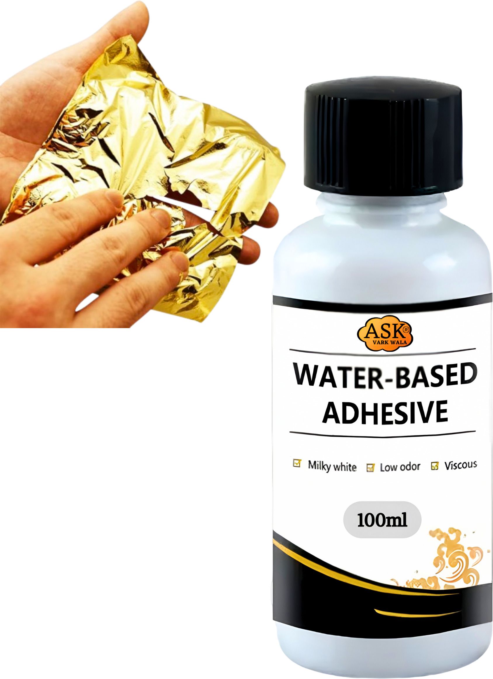 Sheets, 100 Sheets, 8 by 8.cm Foil & Gilding Glue 100.ML - for Gilding, Crafting Adhesive Sheets-image-14