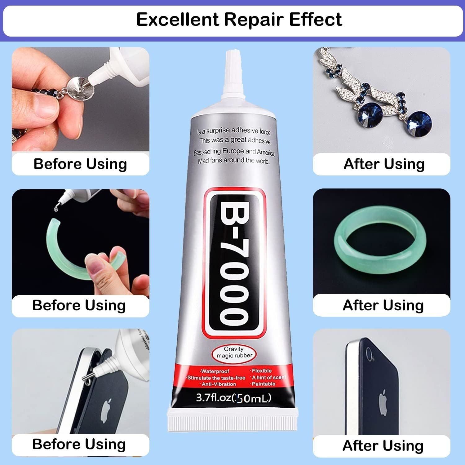qozweid B7000 Adhesive Glue 50ml for Mobile Display Plastic Fabric Crystal Fixing Glue-picture-29