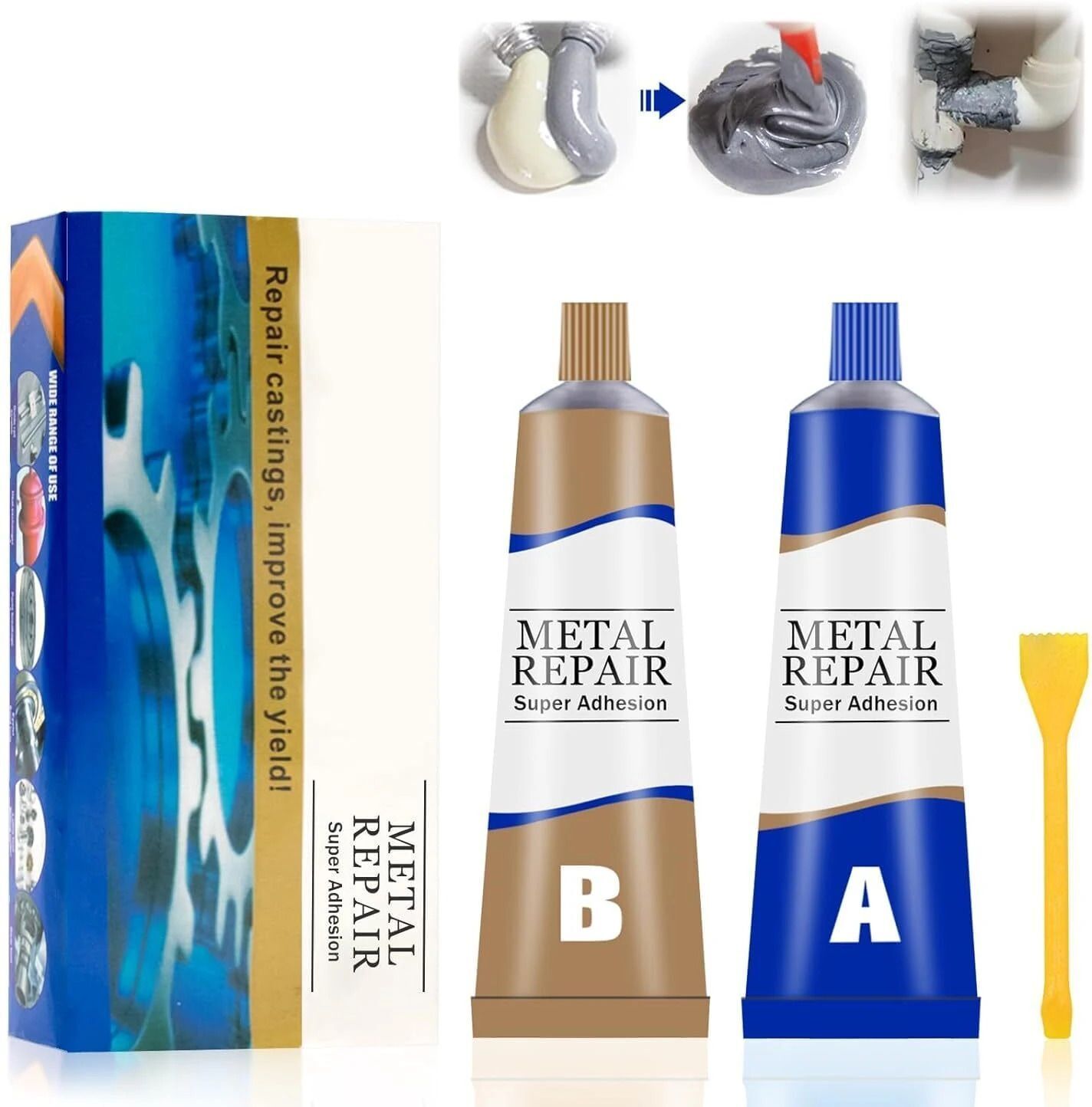ablue clipper Metal Repair Glue, High Temperature Resistant, White Paste Magic Metal Mending, Cold Weld Metal Repair Paste Adhesive Gel-picture-36